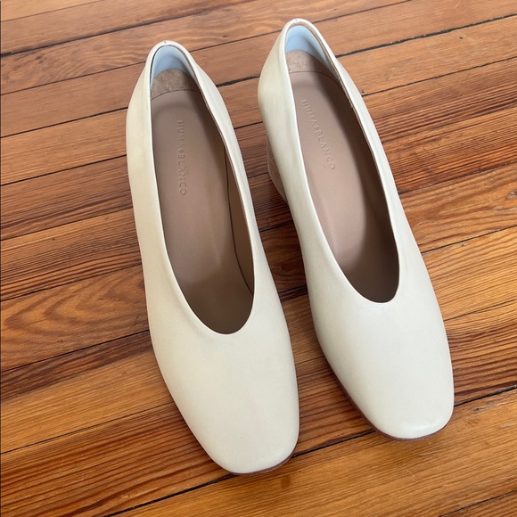 Huma Blanco "The Gabi" Leather Block Heel Pumps Bone/Light Cream - EU Size 40 - Picture 4 of 13